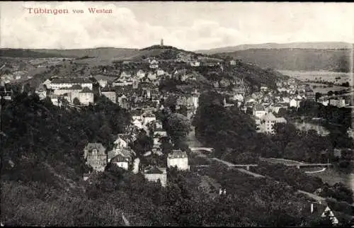 Ak Tübingen am Neckar, Totalansicht, Blick von Westen