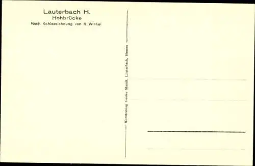 Künstler Ak Winkel, Karl, Lauterbach an der Lauter Vogelsbergkreis, Hohbrücke, Fachwerkhäuser