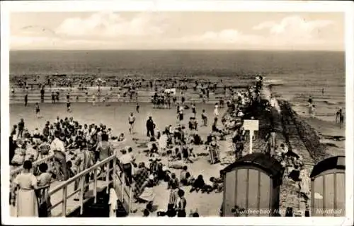 Ak Nordseebad Norderney Ostfriesland, Nordbad, Strand, Badegäste