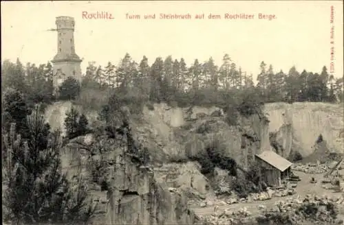 Ak Rochlitz an der Mulde, Rochlitzer Berg, Friedrich August Turm, Steinbruch