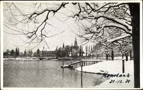 Ak Kitzingen in Mainfranken Bayern, Teilansicht, Winteransicht