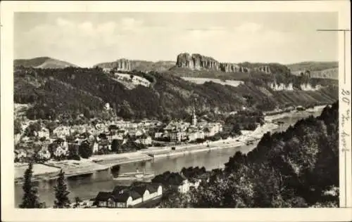 Ak Bad Schandau Sächsische Schweiz, Totalansicht, Schrammsteine