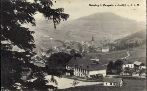 Ak Geising Altenberg Erzgebirge, Talansicht, Panorama vom Ort, Kirche