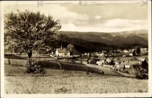 Ak Hinterhermsdorf Sebnitz, Blick auf den Ort, Kirche, Felder