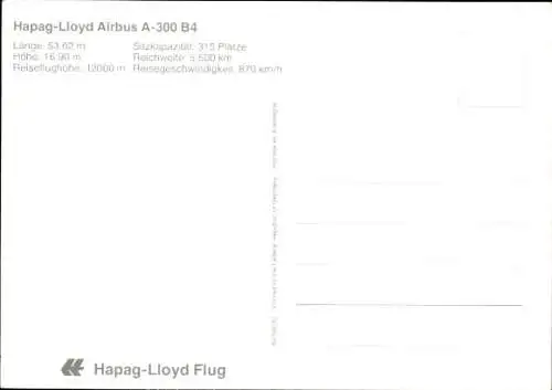 Ak Passagierflugzeug der Hapag Lloyd, Airbus A 300 B 4