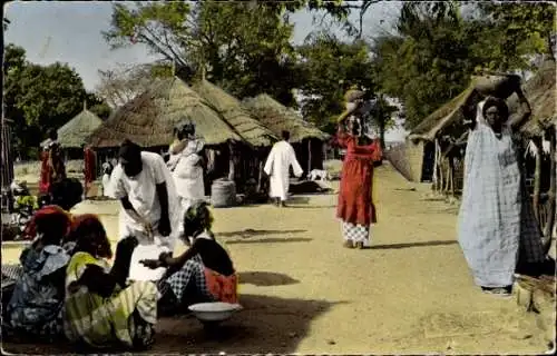 Ak Afrika, Dorfpartie, Einwohner