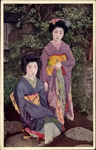 Ak Japan, Portrait zweier Geishas