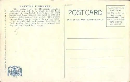 Ak Hawaii USA, Hawaiianischer Fischer