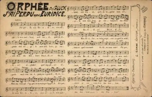 Lied Ak Orphee de Gluck, l'ai perdu mon Euridice