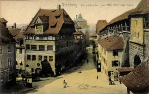 Ak Nürnberg in Mittelfranken, Tiergärtnertor und Albrecht Dürerhaus