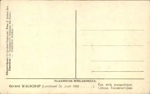 Ak Schriftsteller Gerard Walschap, Porträt, Pfeife