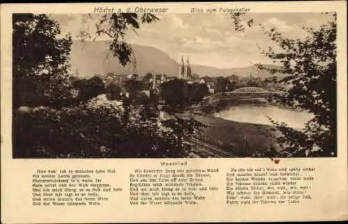 Ak Höxter an der Weser, Blick vom Felsenkeller, Weserlied