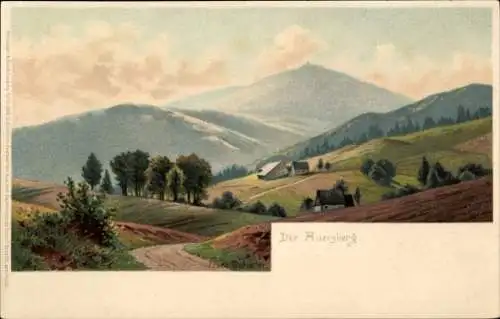 Litho Dotzauer, Franz, Wildenthal Eibenstock im Erzgebirge, Auersberg