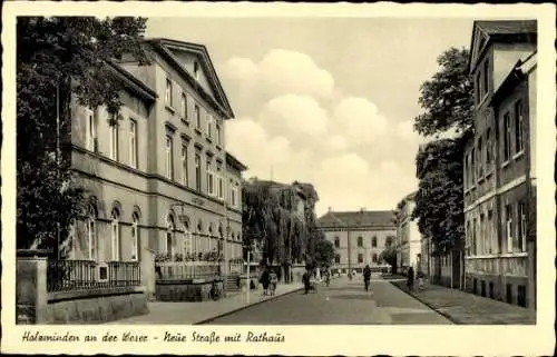 Ak Holzminden an der Weser, Neue Straße mit Rathaus