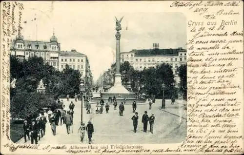 Ak Berlin Kreuzberg, Belle Alliance Platz, Friedrichstraße, Denkmal