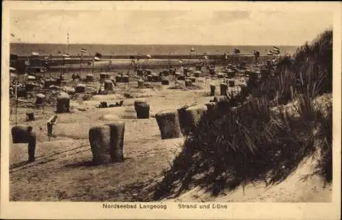 Ak Nordseebad Langeoog Ostfriesland, Strand, Düne, Strandkörbe