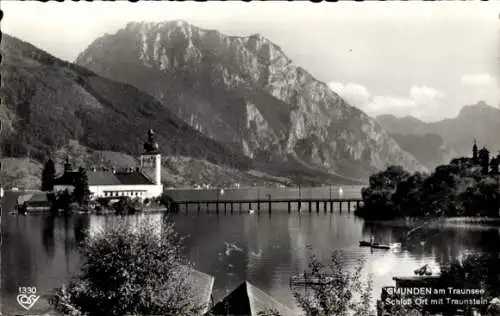 Ak Gmunden in Oberösterreich, Schloss Ort, Traunstein