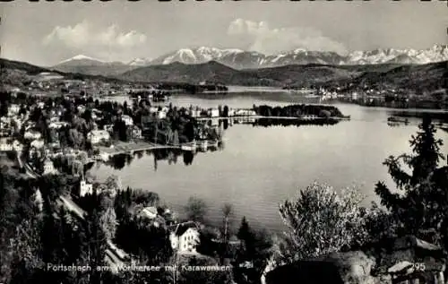 Ak Pörtschach am Wörther See Kärnten, Gesamtansicht, Karawanken