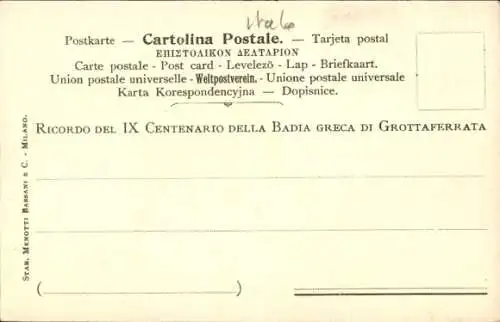 Litho Religion, Cardinale Bessarione, IX Centenario della Badia Greca di Grottaferrata