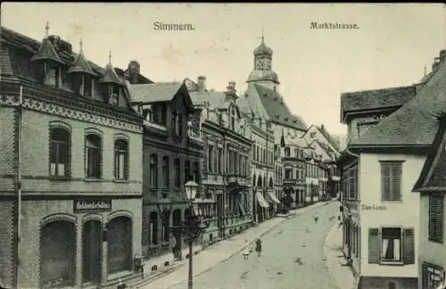 Ak Simmern im Hunsrück, Marktstraße, Geschwister Schloss, Zum Lamm