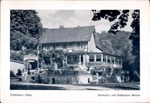 Ak Treseburg Thale im Harz, Konditorei und Kaffeehaus Werner, Außenansicht