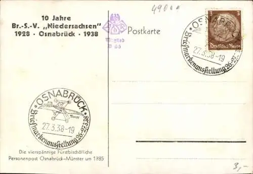 Künstler Ak Osnabrück in Niedersachsen, Briefmarkenausstellung 1958, Postkutsche