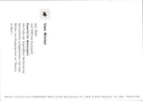 Ak Moderator Uwe Winter, Portrait, Autogramm