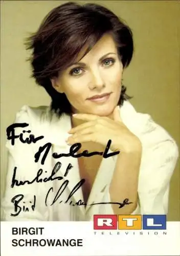 Ak Schauspielerin und Moderatorin Birgit Schrowange, Portrait, Autogramm