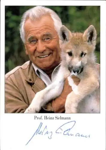 Ak Schauspieler Heinz Sielmann, Portrait mit Welpe, Autogramm