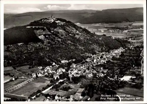 Ak Neustadt Breuberg im Odenwald, Fliegeraufnahme, Cafe und Höhen-Pension Terrasse