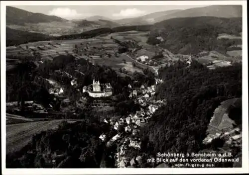 Ak Schönberg im Odenwald Bensheim an der Bergstraße, Fliegeraufnahme