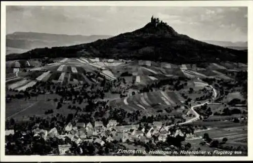 Ak Zimmern Bisingen im Zollernalbkreis, Burg Hohenzollern, Fliegeraufnahme