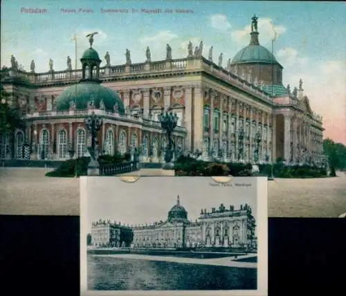 Leporello Ak Potsdam, Neues Palais, Sommersitz Sr. Majestät des Kaisers, Marmor Palais, Sanssouci