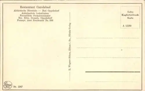 Ak Opolno Zdrój Bad Oppelsdorf Bogatynia Reichenau Schlesien, Restaurant Carolabad, Innenansicht
