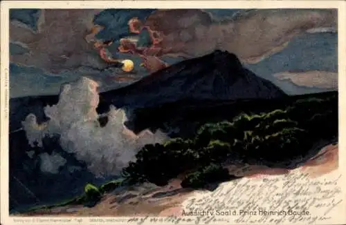 Künstler Litho Morgenstern, Krummhübel Riesengebirge, Aussicht vom Saal der Prinz Heinrich Baude