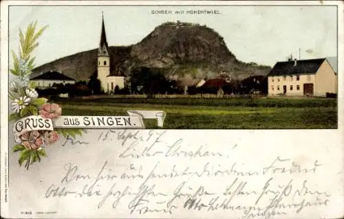 Ak Singen Hohentwiel Baden Württemberg, Panorama, Kirche