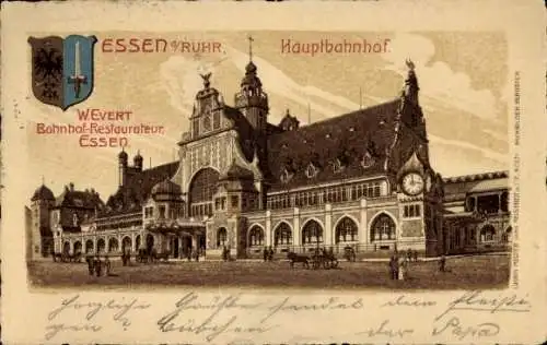 Litho Essen im Ruhrgebiet, Hauptbahnhof, Wappen