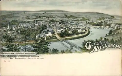 Ak Melsungen in Hessen, Gesamtansicht vom Lindenberg aus gesehen