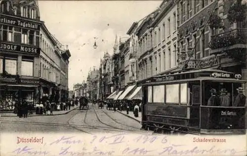 Ak Düsseldorf am Rhein, Schadowstraße, Straßenbahn Richtung Zool.Garten