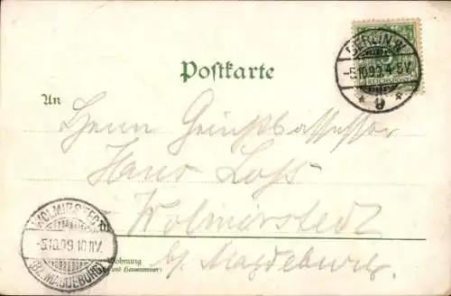 Litho Berlin Schöneberg, Apostel Pauluskirche, Rathaus, Denkmal Kaiser Wilhelm I