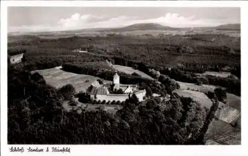 Ak Sandsee Pleinfeld in Mittelfranken, Schloss Sandsee, Fliegeraufnahme