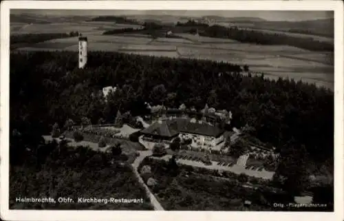 Ak Helmbrechts in Oberfranken, Kirchberg Restaurant, Luftbild