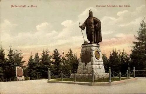 Ak Ballenstedt im Harz, Denkmal Albrechts des Bären