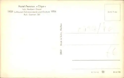 Ak Schmannewitz Dahlen in Sachsen, Villa Olga, Hotel-Pension