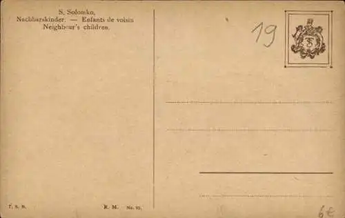 Künstler Ak Solomko, S., Nachbarskinder, Trachten