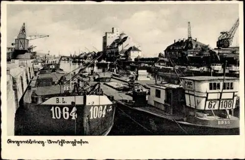 Ak Regensburg an der Donau, Umschlaghafen, Boote