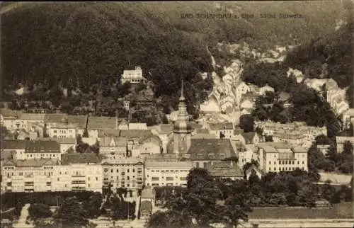 Ak Bad Schandau Sächsische Schweiz, Panorama, Kirche