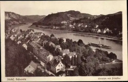 Ak Pötzscha Wehlen an der Elbe Sächsische Schweiz, Panorama