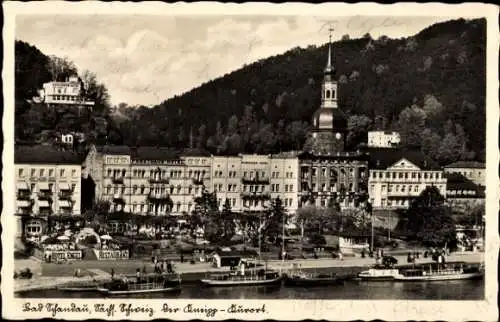 Ak Bad Schandau Sächsische Schweiz, Teilansicht, Ufer