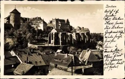 Ak Bautzen in der Oberlausitz, Ruine der Nikolaikirche, Friedhof